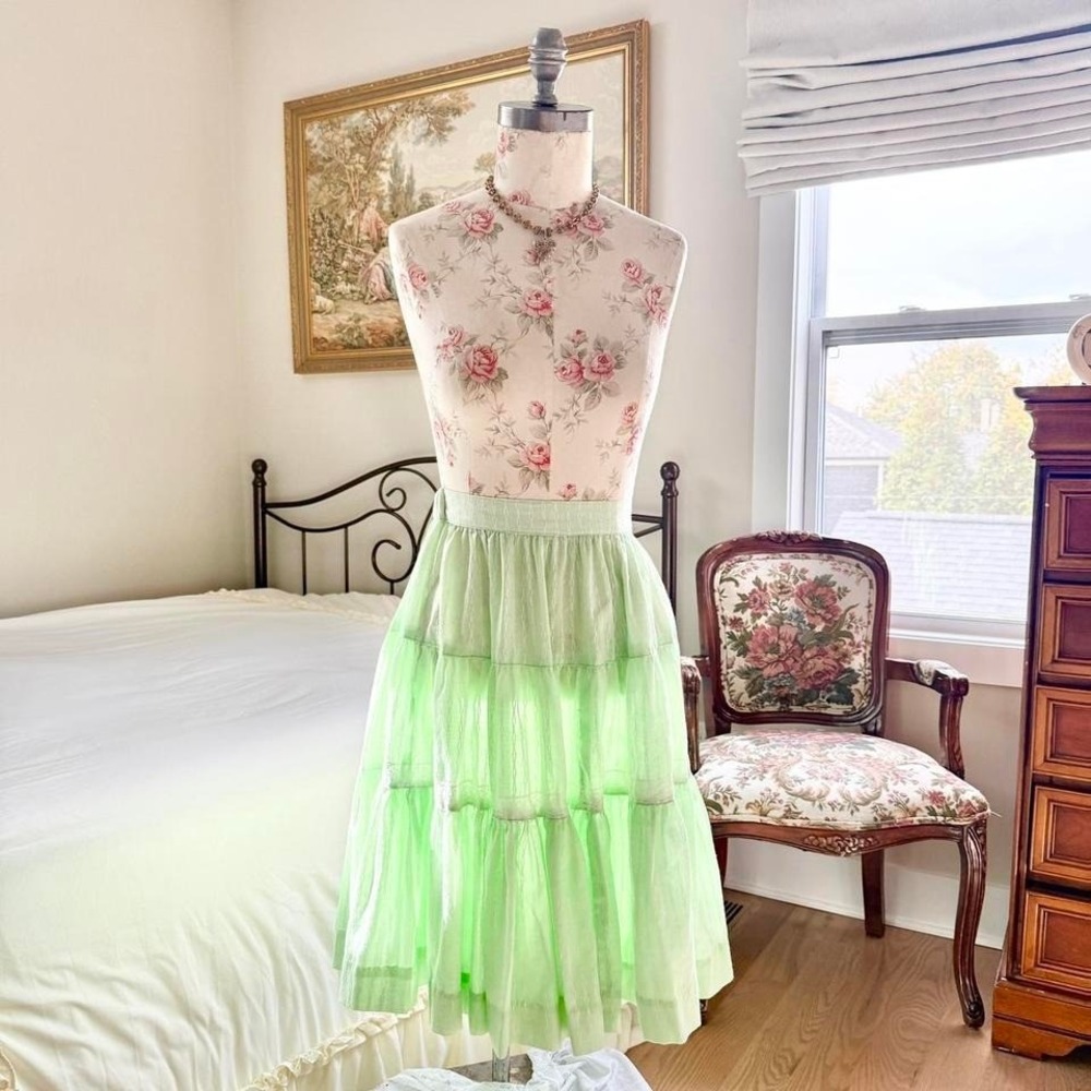 1950s green‎ cottagecore ranch wear denver colorado tiered skirt